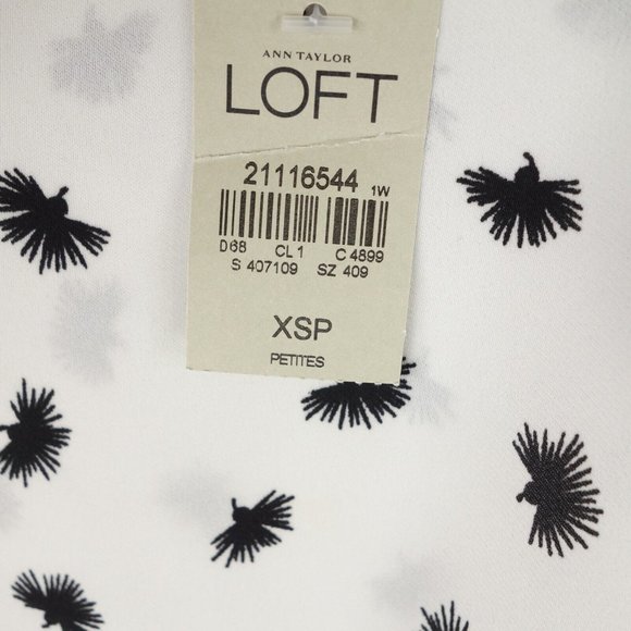 LOFT Top Women's Extra Small Petite White Chiffon Flutter Sleeve Ruffle Hem Boho - Picture 4 of 10